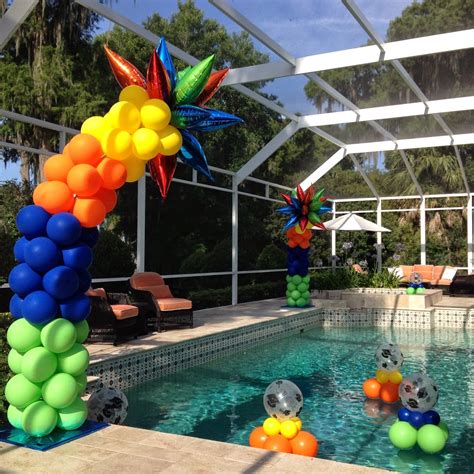 balloons in pool decorations