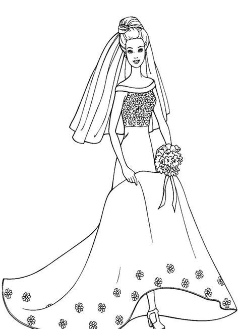 barbie bride coloring pages