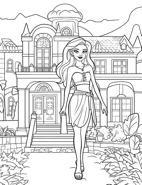 barbie dream house printable coloring pages