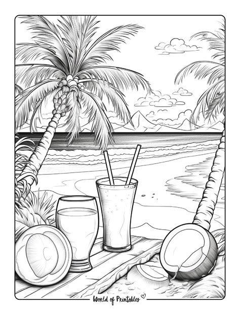 beach colouring pages for adults