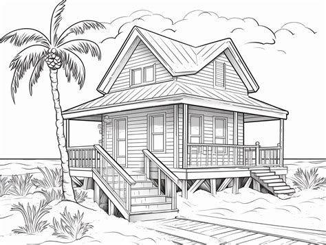 beach house coloring pages