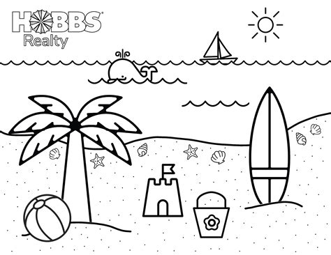 beach scene coloring sheet