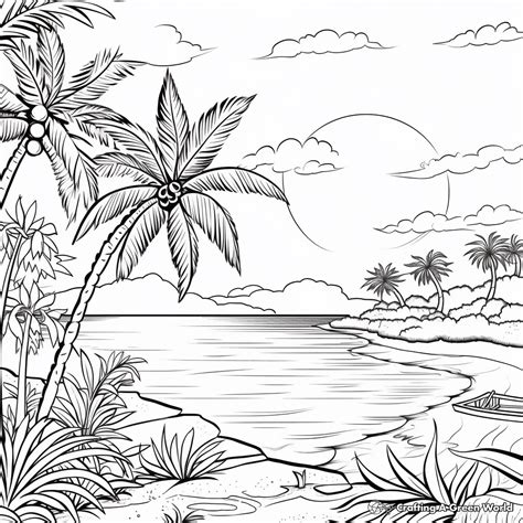 beach sunset coloring pages