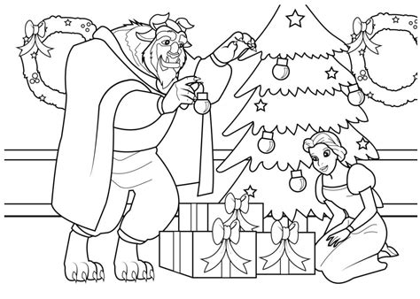 beauty and the beast christmas coloring pages