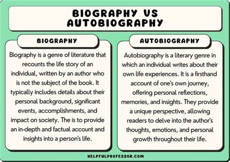 biography vs autobiography table