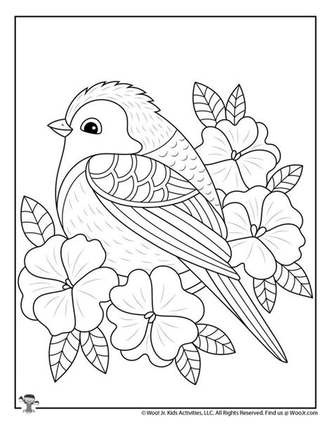 birds and flowers coloring pages