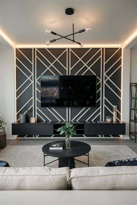 black accent wall tv