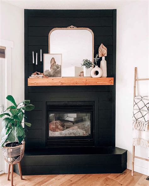 black fireplace wall