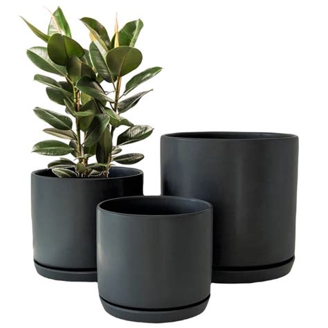 black flower pots