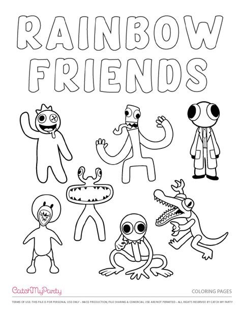 black rainbow friends coloring pages