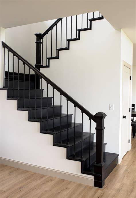 black stained staircase