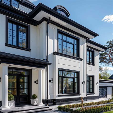 black trim around white windows
