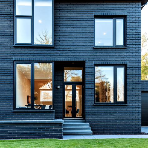 black windows brick house