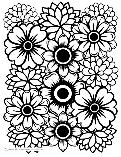 blank flower coloring pages