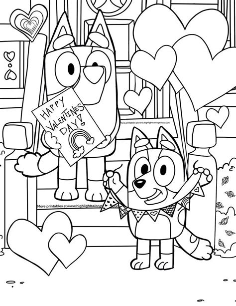 bluey valentine coloring pages