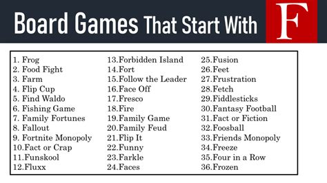 board games that start with f