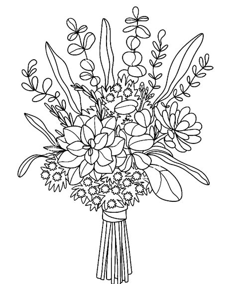 bouquet colouring page