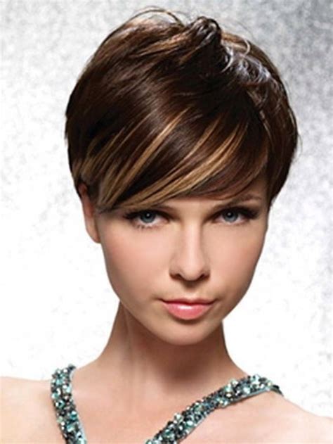 brown pixie cut with blonde highlights