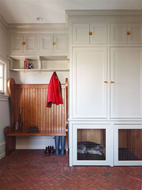 built in dog crate mudroom