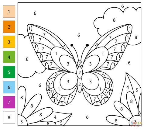 butterfly color by number free