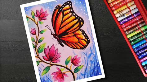 butterfly flower drawing colour