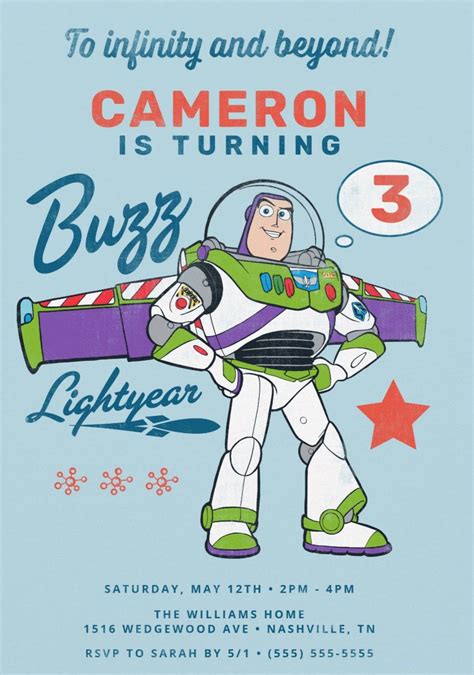 buzz lightyear birthday invitations