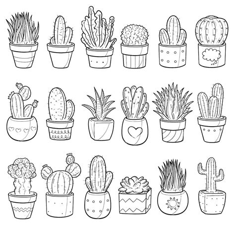 cactus colouring pages