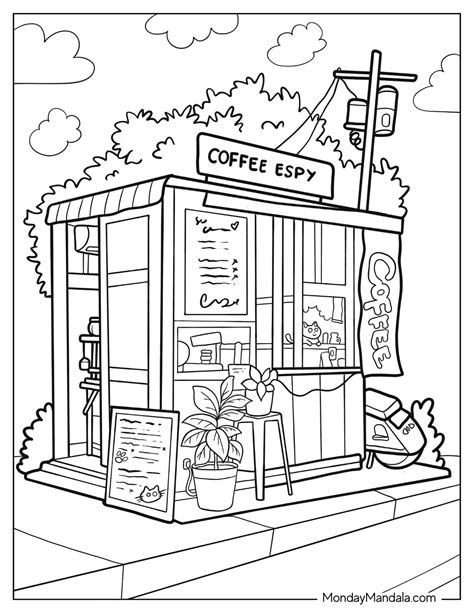 cafe coloring pages