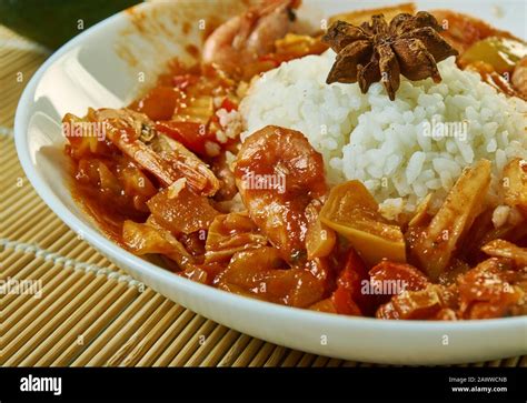 cajun shellfish over rice dish