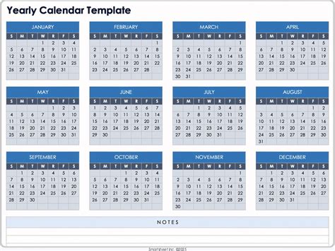 Calendar Template Yearly
