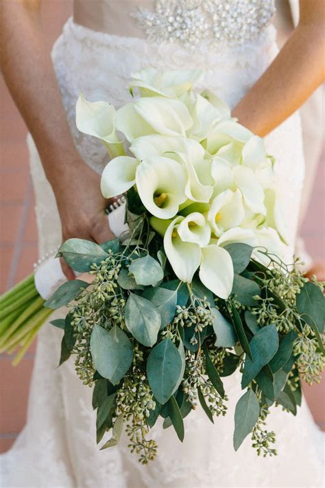 calla lily and eucalyptus bouquet