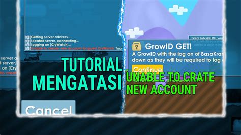 cara mengatasi unable to create new account for guest growtopia