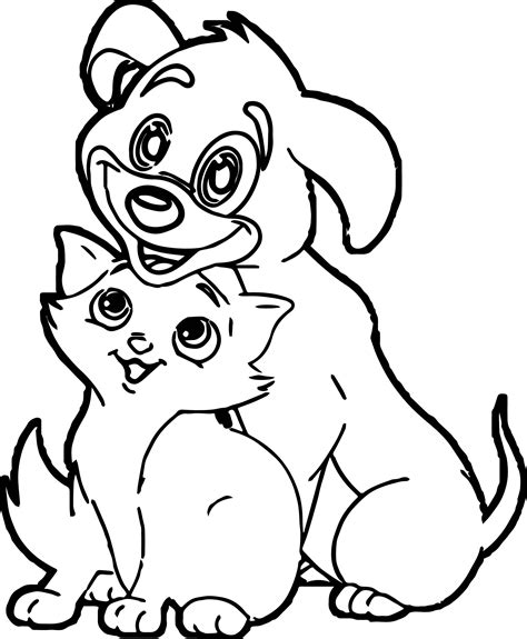 cat and dog colouring pages