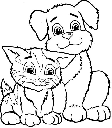 cat and dog colouring pages