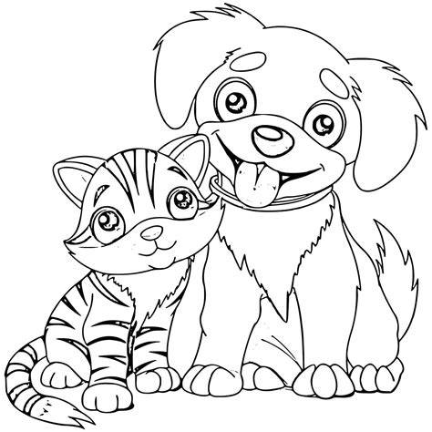 cat dog coloring page