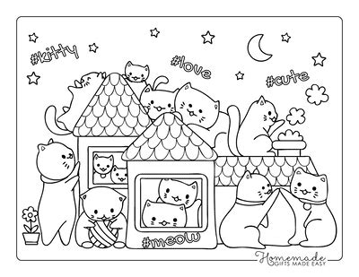 cat house coloring pages