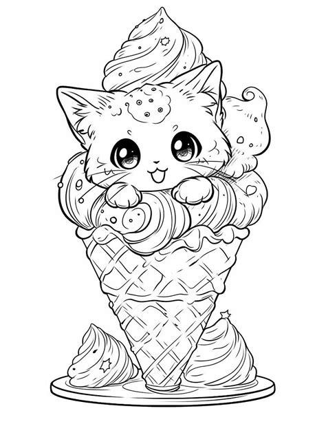 cat ice cream coloring pages