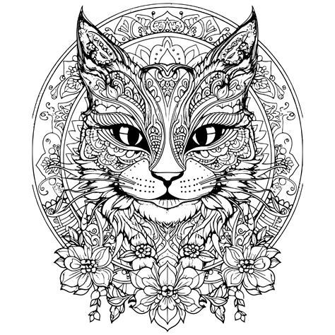 cat mandala coloring book