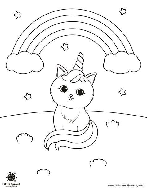 cat rainbow coloring page