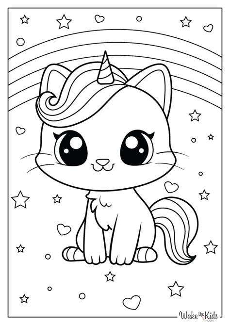 cat unicorn colouring pages