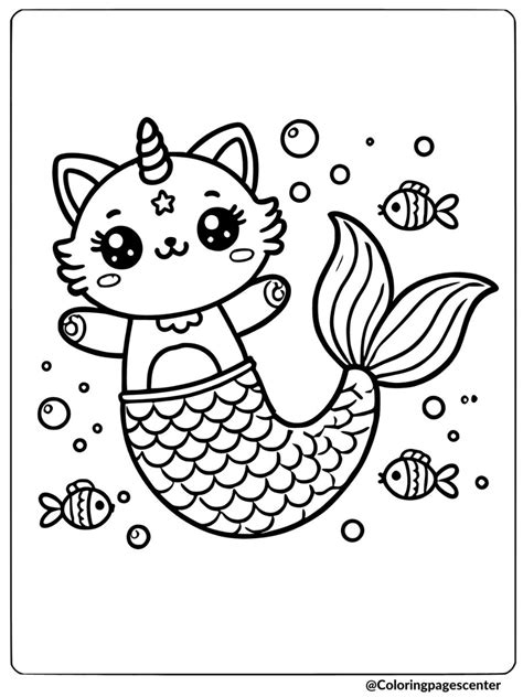 cat unicorn mermaid coloring pages