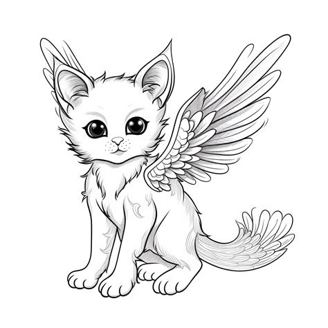 cat with wings coloring pages