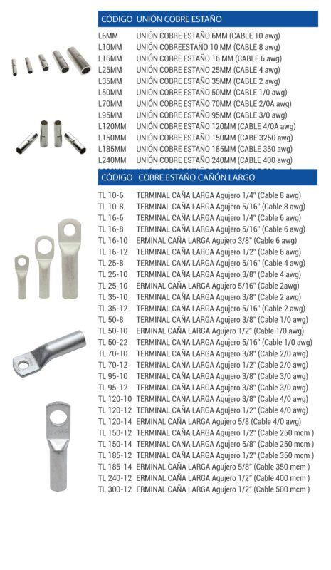 Catalogo De Copas Terminales De Tayco