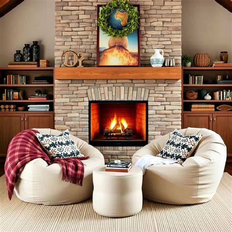 chairs next to fireplace