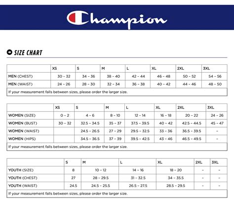 Champion Men S Size Chart