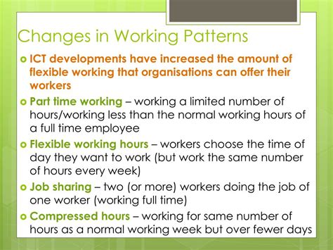 Changing work patterns