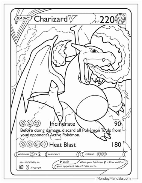 charizard pokemon card coloring pages