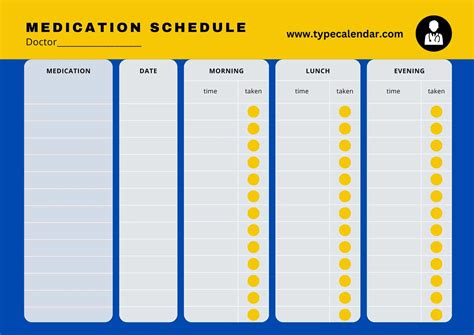 Chart For Medication Schedule