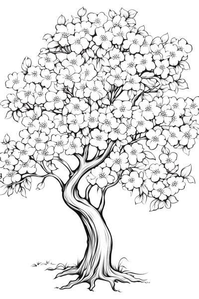 cherry blossom tree coloring page