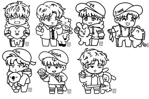 chibi bts coloring pages